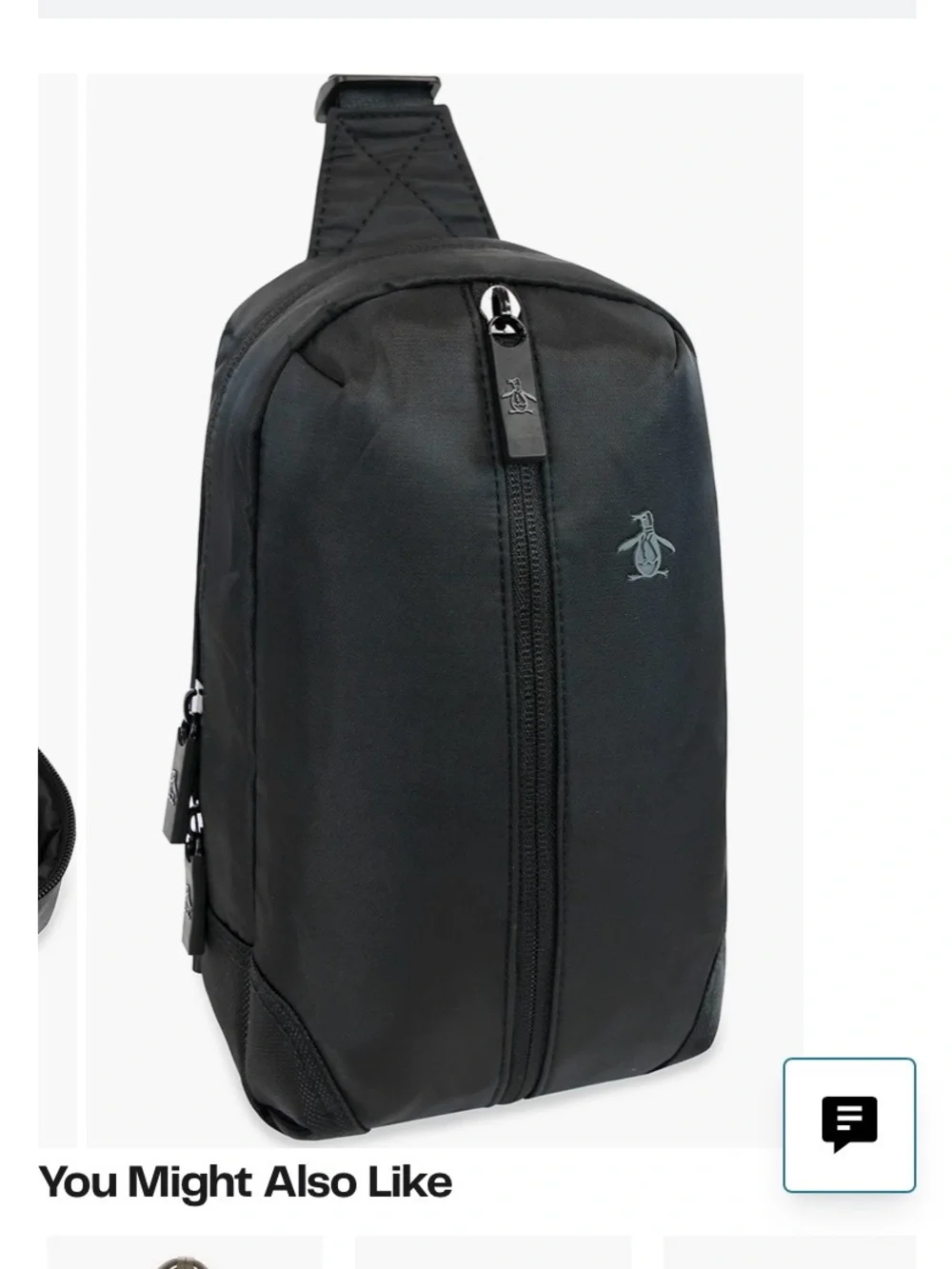 Original Penguin Black Crossbody Sling Bag with Adjustable Strap